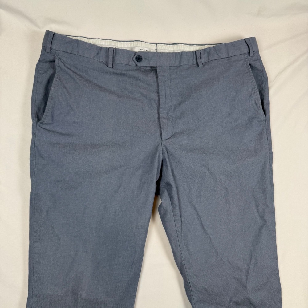 Santorelli Roma Blue Cotton Linen Stretch Pants Made in Italy Mens 44 S1849-1